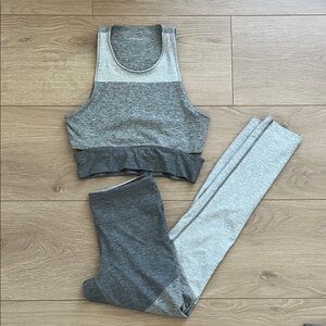 Outdoor Voices Gray and Light Gray Tri Color Athletic Set